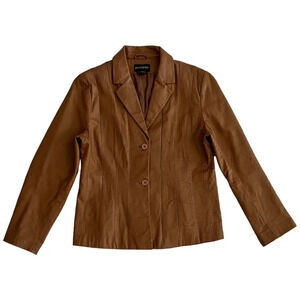 𝅺VINTAGE Metro Style Chestnut Brown Leather Jacket